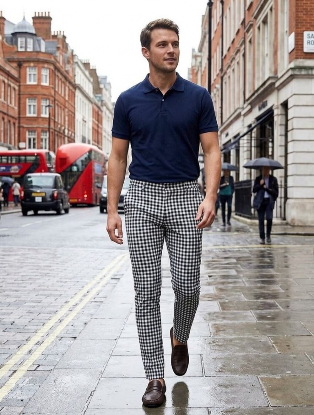 TR Premium British Style Checkered Dress Pants | Black & White, 34W x 32L - 🇬🇧